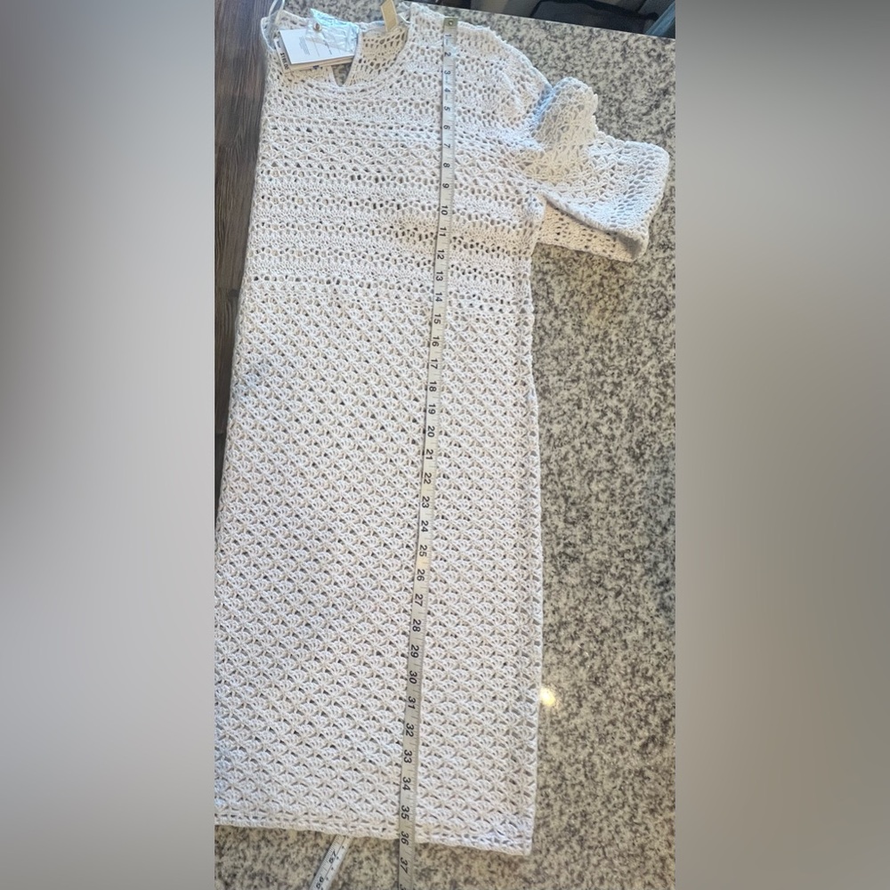 100% Cotton MICHAEL Michael Kors White Hand Crocheted Dress Size XL - Picture 8 of 9